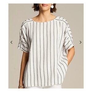 J.Jill Wearable White/Black Stripped Oversized Pullover Shirt Oversized Sz Small